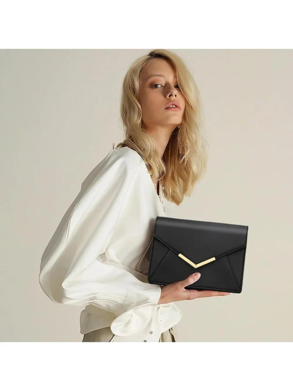 👜 Women's Black Faux Leather Evening Handbag Party Wedding Prom Clutch Purses
